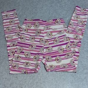 LuLaRoe Kids Leggings - Pink and White Stripes with Smiley Faces